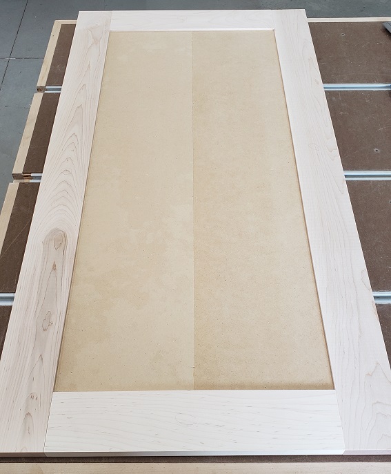 Mock up of shaker style panel MDF and soft maple