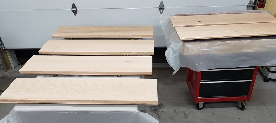 Unfinished oak shelves