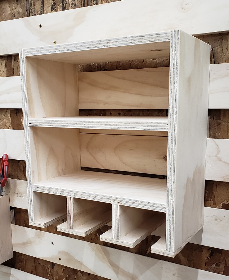 French cleat wall module with shelves