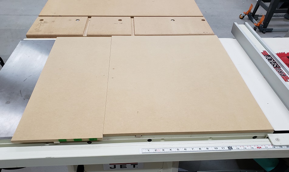 Two MDF panels with sliders for tablesaw miter slots on Jet tablesaw