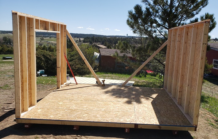 Two walls installed on a platform