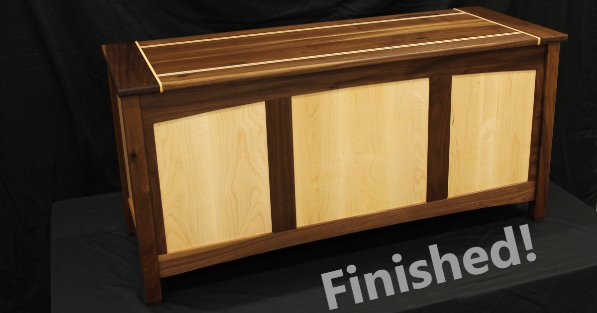Shaker style walnut and curly maple hope chest