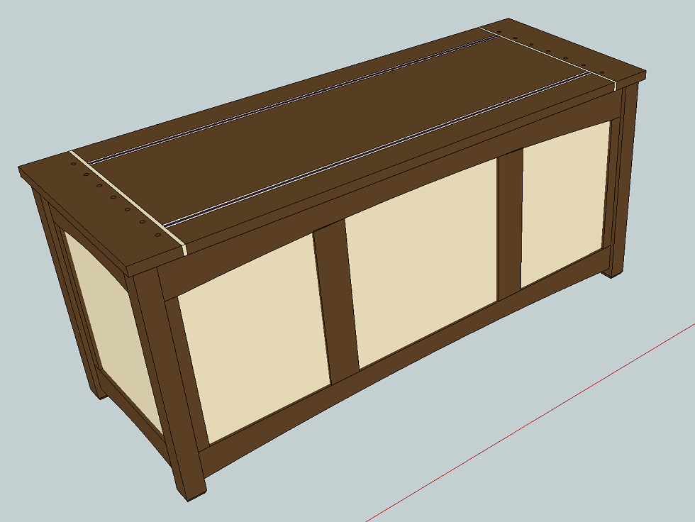 Modified shaker hope chest CAD rendering