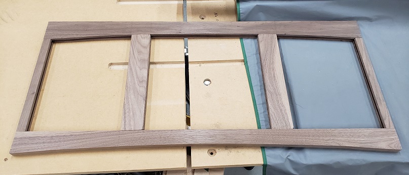 Mock up of shaker style walnut rails and stiles