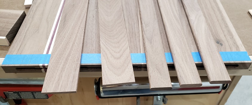 Floating tenon material cut from walnut