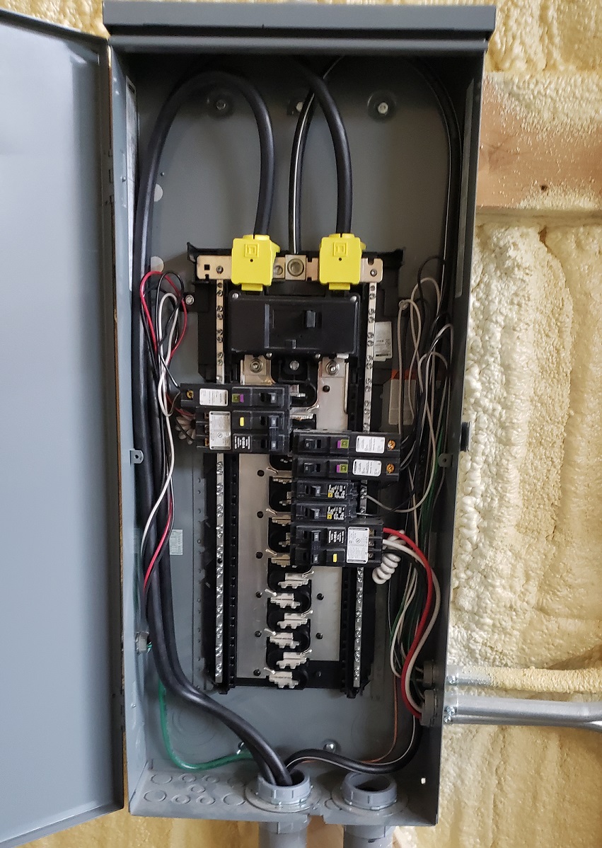 Square D electrical panel with breakers