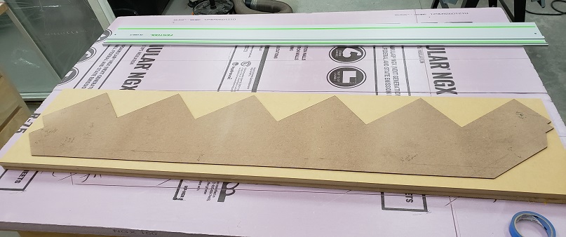 Cutting MDF stair stringer cover from hardboard template