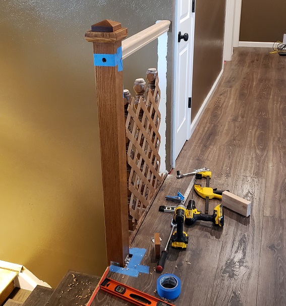 Installation of craftsman style newel post