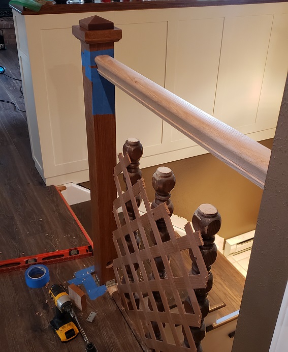 Installation of craftsman style newel post