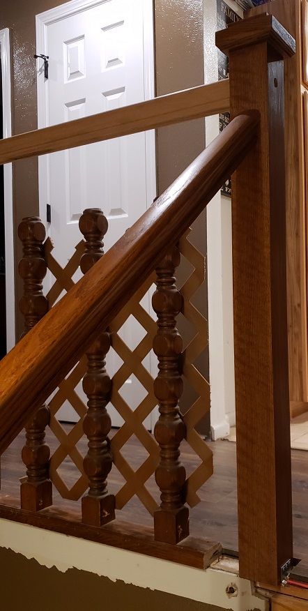 Installation of craftsman style newel posts with handrails