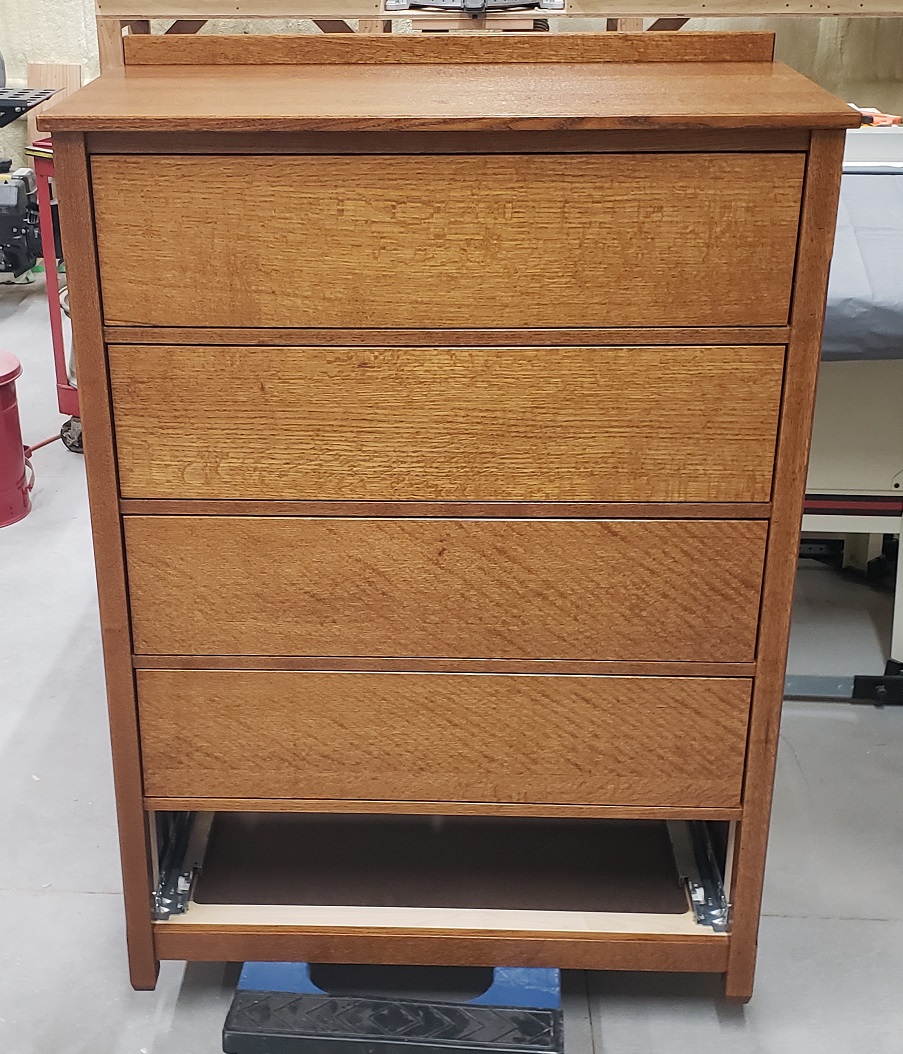 Five drawer mission style dresser without handles