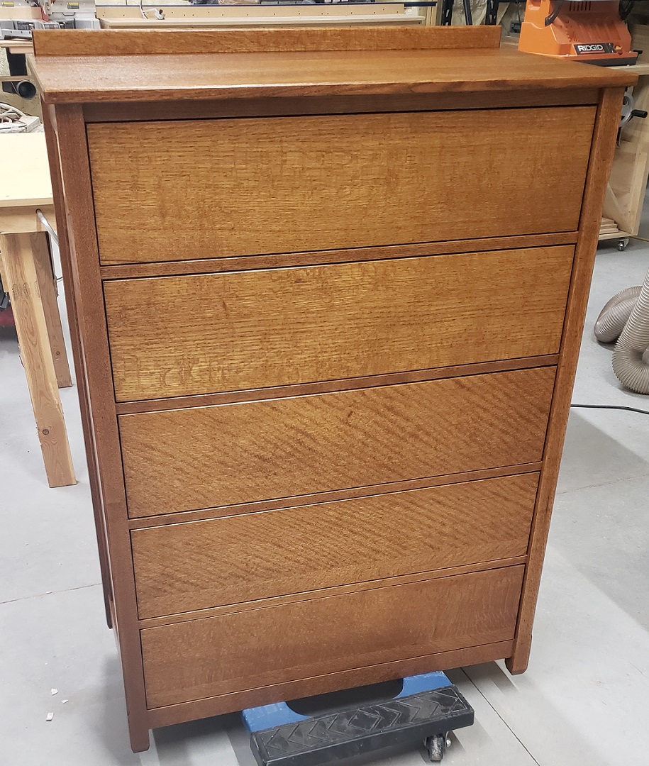 Five drawer mission style dresser without handles