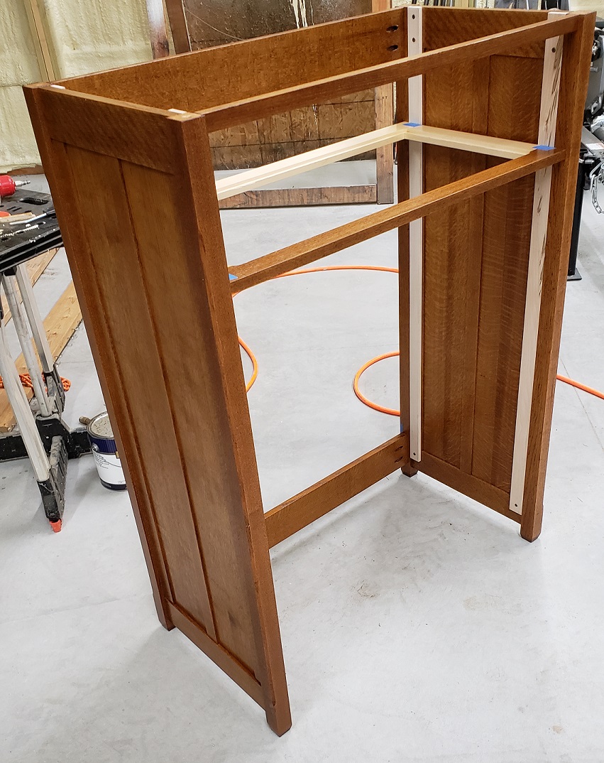 Partially asembled oak dresser